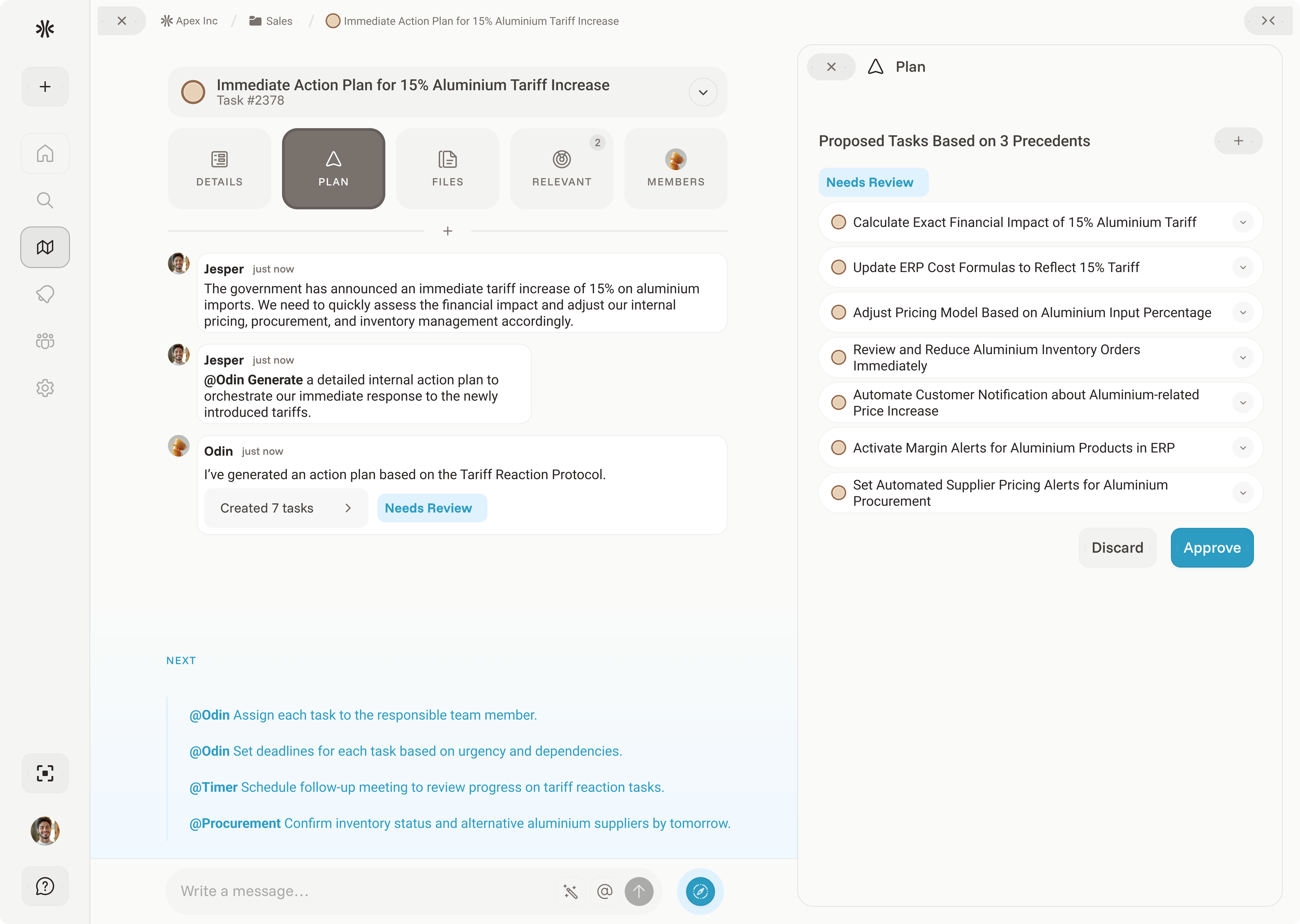 Task - Reaction to tariffs